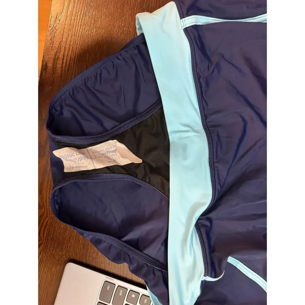 Lands' End New Sports Swim Skort Skirt Blue Piping Size 10